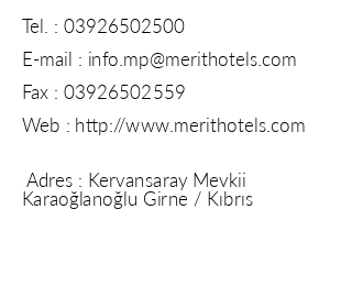 Merit Park Hotel iletiim bilgileri